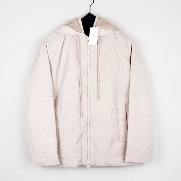Vince Quilted Faux Shearling Lined Puffer Jacket